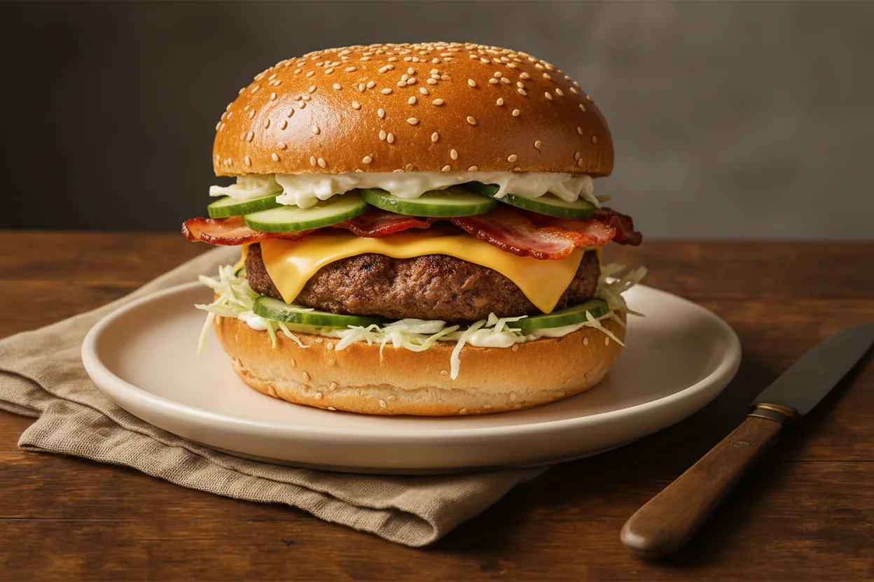 Truffle Double Burger at Balkan Grill Bol